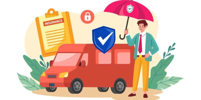 ilustração de homem com uma van evidenciando a segurança que um seguro de van proporciona